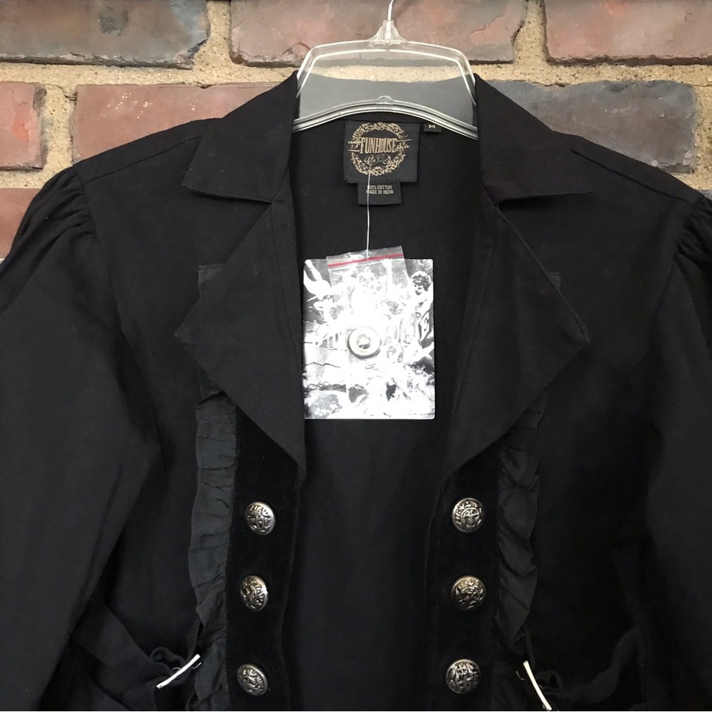 FUNHOUSE 90s y2k goth black parade marching band buckle jacket -medium - Picture 4 of 4